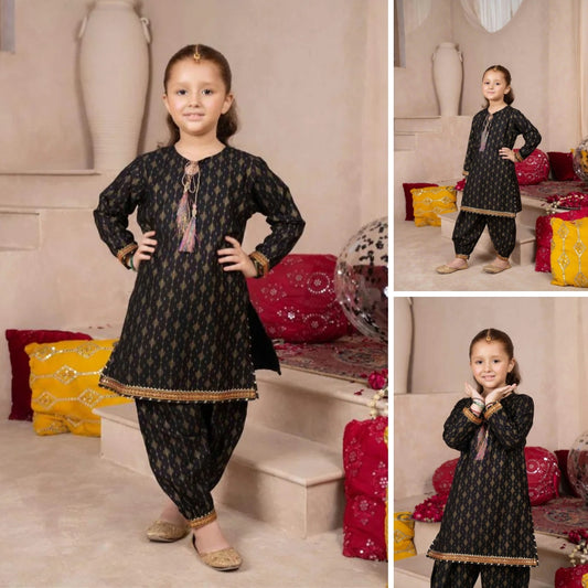 Bawri - Golden Printed Kids Suit